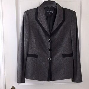 Evan Picone Blazer Black Trim Three-Button Close Jacket 10P